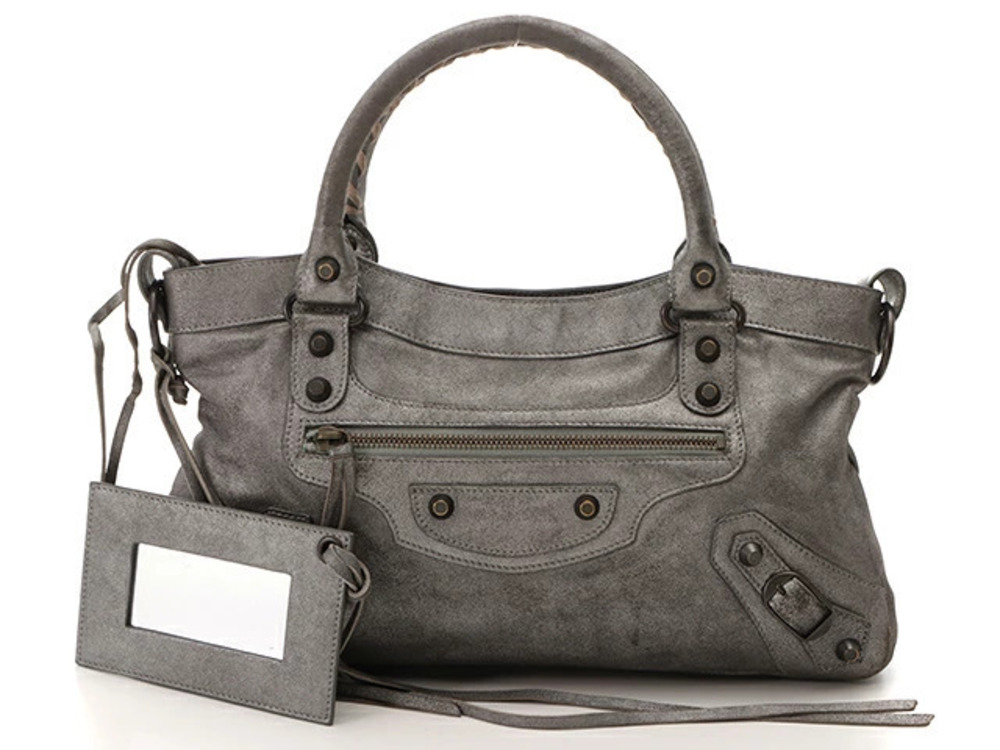 Balenciaga The First Silver Leather Hobo Handbag Strap Mirror